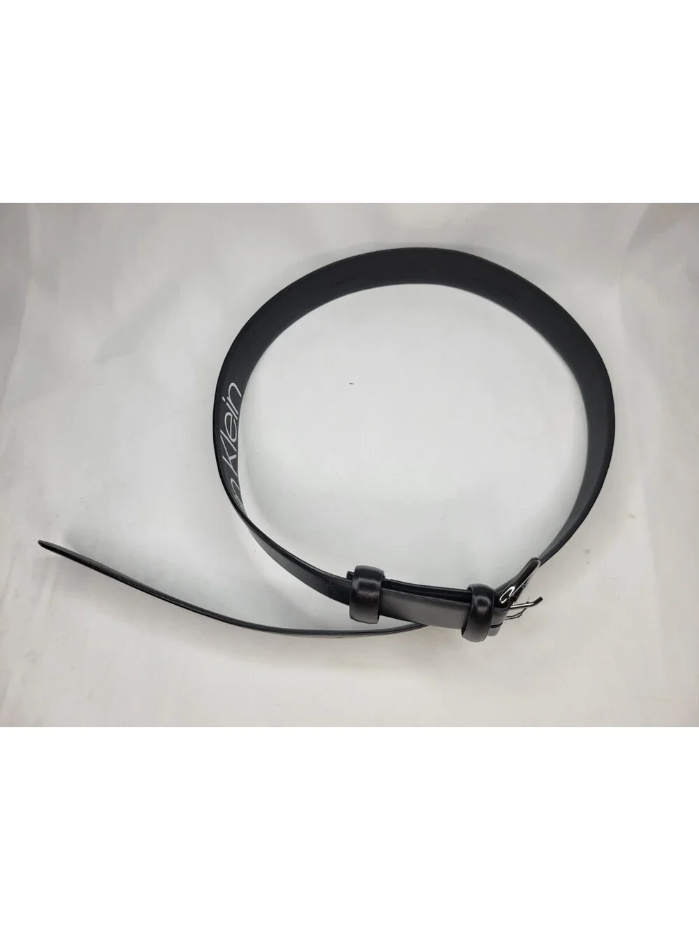 Calvin Klein Womens Black Leather Pant Belt Double Loop Sz Small **SEE DETAILS**